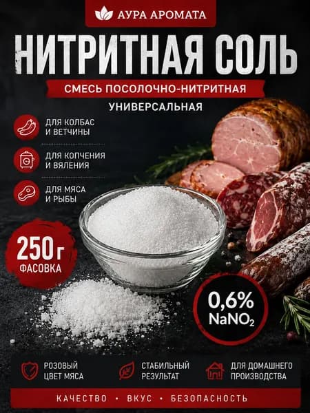 Соль посолочно-нитритная смесь для колбас, мяса, рыбы, универсальная 250 грамм