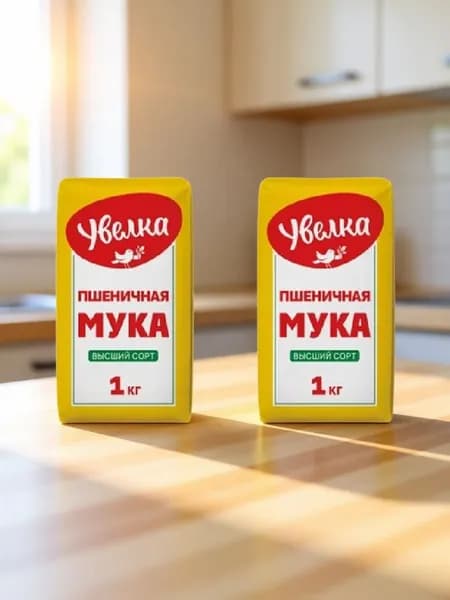 Мука Увелка пшеничная хлебопекарная высшего сорта 1 кг 2шт