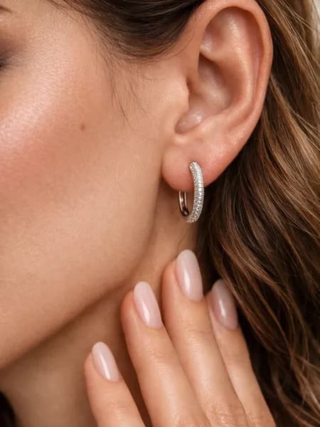 Серьги серебро 925 проба кольца (конго) с фианитами