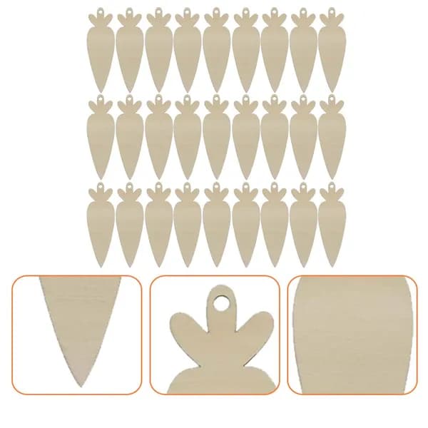 Светло-жёлтые деревянные заготовки моркови для творчества и украшения, набор 30 шт
