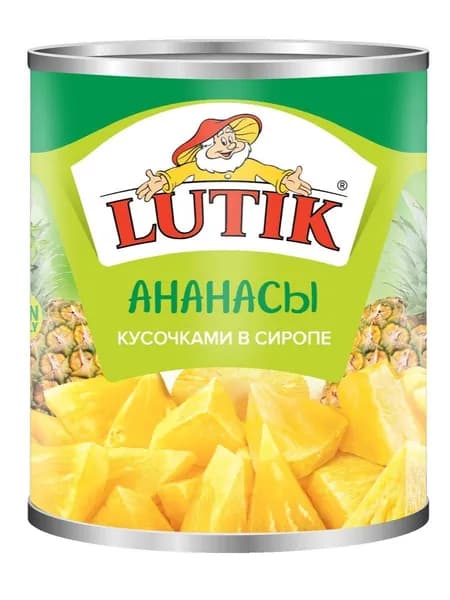 Lutik Ананасы кусочки в сиропе, 580мл
