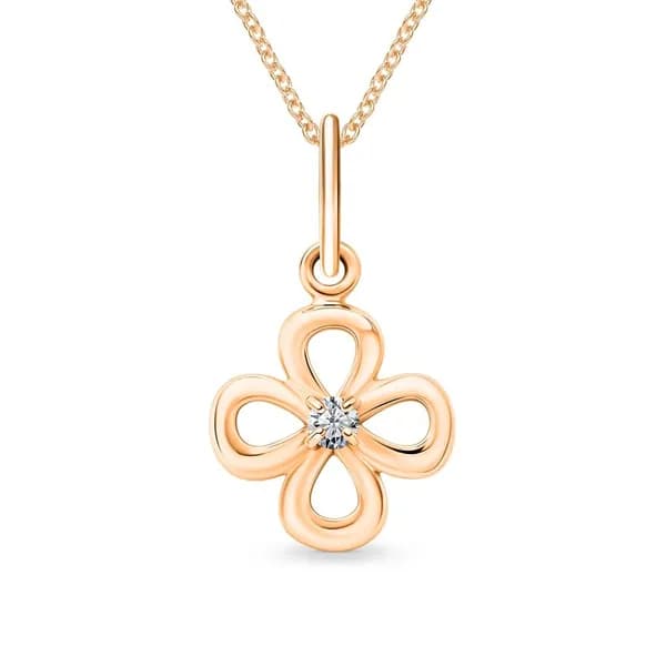 Подвеска на шею с фианитом из красного золота 585 пробы 585GOLD