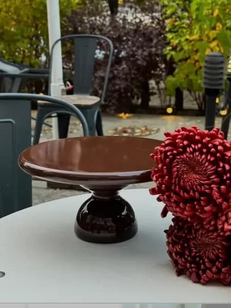 Тортовница на ножке "Керамическая" темный шоколад 12x26см