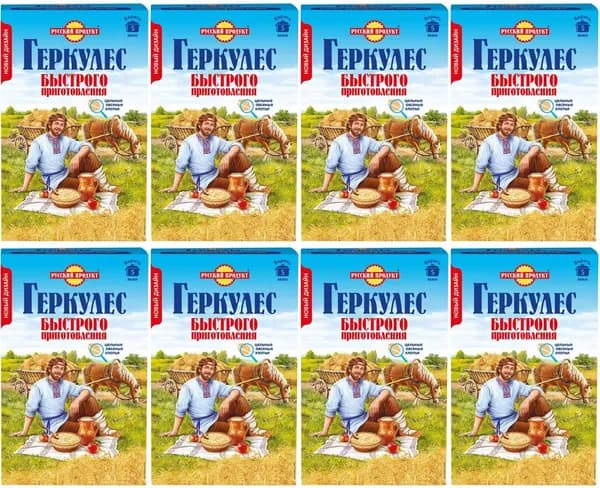 Хлопья Русский Продукт Геркулес овсяные быстрого приготовления, комплект: 8 упаковок по 420 г