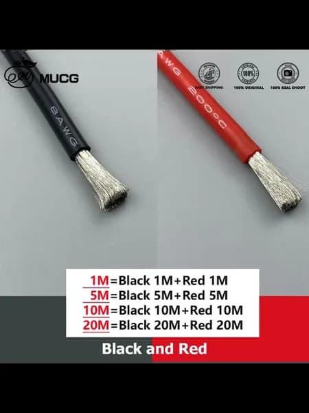 Провода силиконовые 14 AWG, 5m, Black and Red