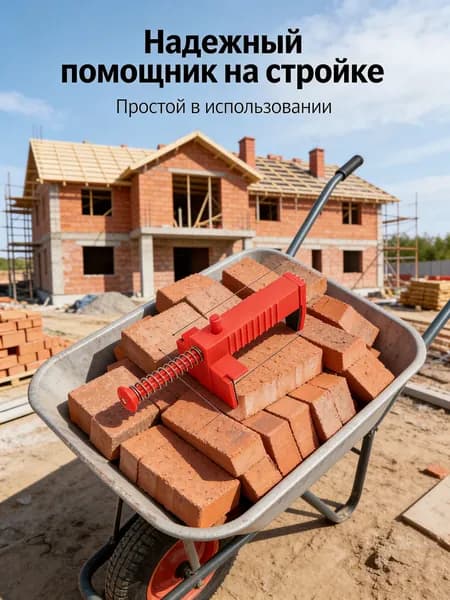 Стационарное оборудование для укладки кирпича красного цвета*1 штука, используемое для строительных работ на месте.