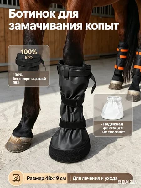 Ботинок для замачивания копыт лошади 48х19см, сумка для лечения ног и копыт, ветеринарный мешок для ухода за лошадьми