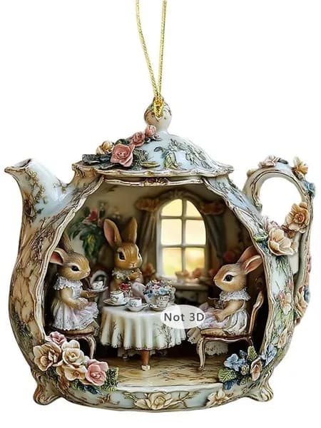 Домик из кофейной чашки, украшения пасхальных яиц, подвесные пасхальные