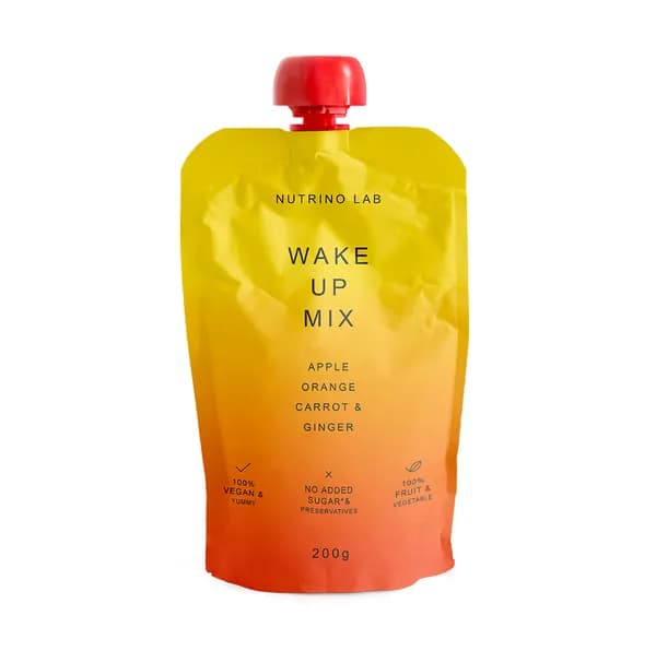 Пюре фруктовое Wake Up Snack Яблоко, апельсин, морковь, имбирь без сахара, Nutrino Lab, 200 г, Республика Сербия