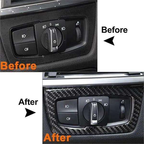 Для BMW F30 F31 F32 F33 F34 3-й серии 328I 325I 2012-2020: накладка на переключатель фар из углеродного волокна (внутренняя отделка).