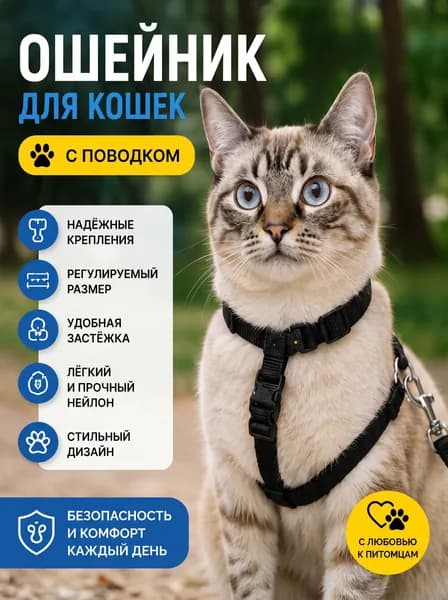 Шлейка для кошек и собак с поводком