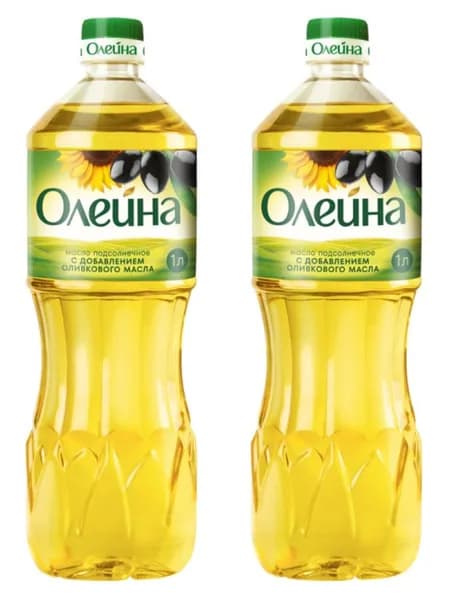 Олейна Масло подсолнечное с добавлением оливкового масла, 1 л, 2 шт