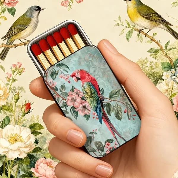 1 шт. спичечный коробок с рисунком попугая, за исключением спичек