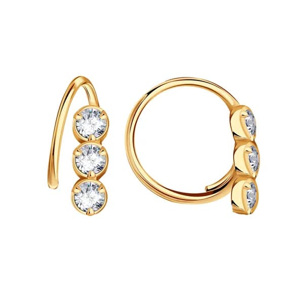Золотые серьги DIAMANT-ONLINE с фианитом 375 пробы