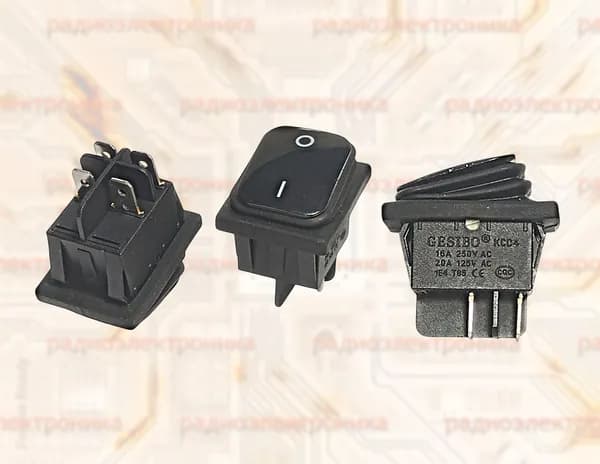 1шт. KCD4 черный 4pin ON-OFF 16А переключатель клавишный влагозащищённый с подсветкой