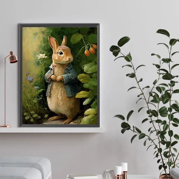 Диамантная картина Пасхальный кролик , 30 40 см, стразы на резиновой основе, DIY