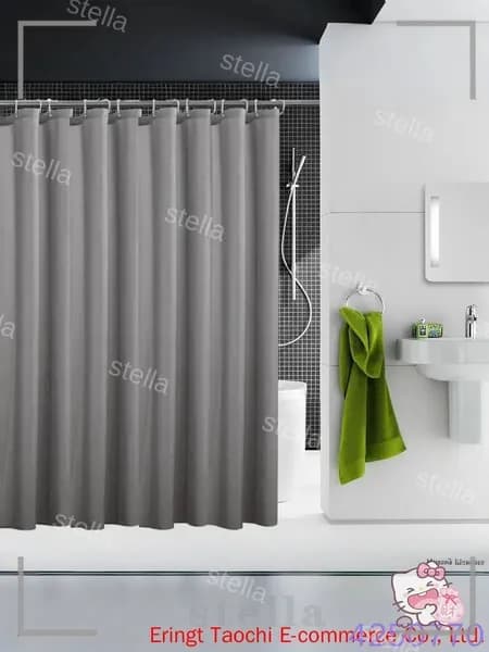 Штора для ванной 180x120 см тканевая серый
