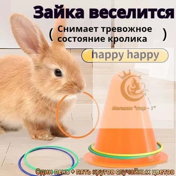 Интерактивная развивающая игрушка для кроликов "Забрось кольцо"