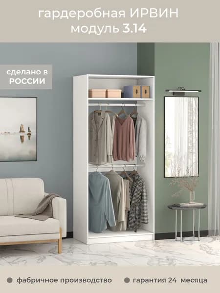 Гардеробная Ирвин Модуль 3.14 цвет Белый 100-60-230