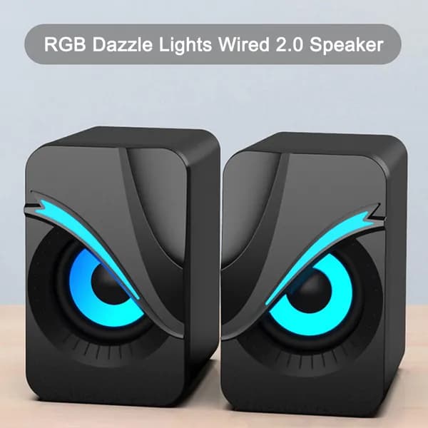 Проводные колонки 2.0 с RGB-подсветкой и двумя динамиками
