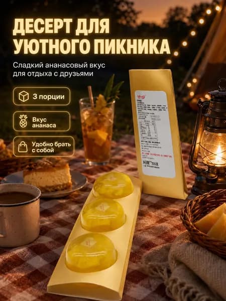 Прозрачное натуральное фруктовое желе с сочными кусочками тропического ананаса