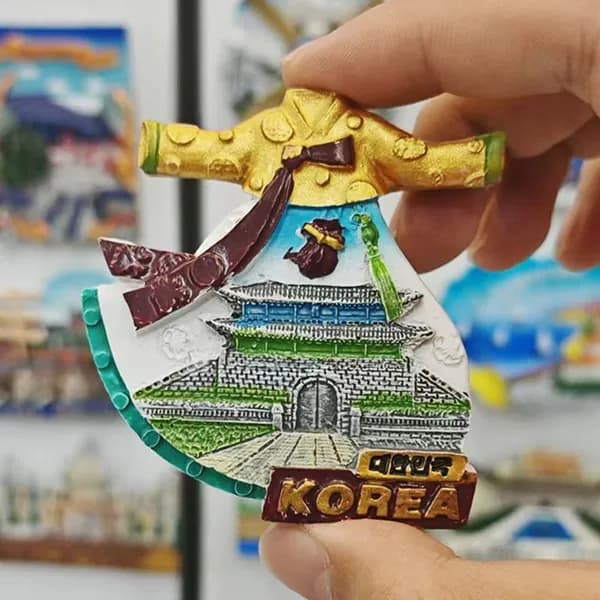 Магнит на холодильник 3D Достопримечательности мира (Альгамбра, Корея, Индия) - сувенир ручной работы из смолы, декор для кухни