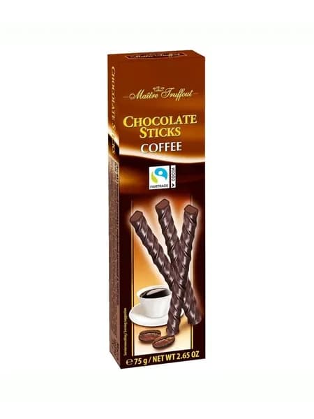 Темный шоколад Maitre Truffout с кофейной начинкой в палочках 75 г., (Австрия)