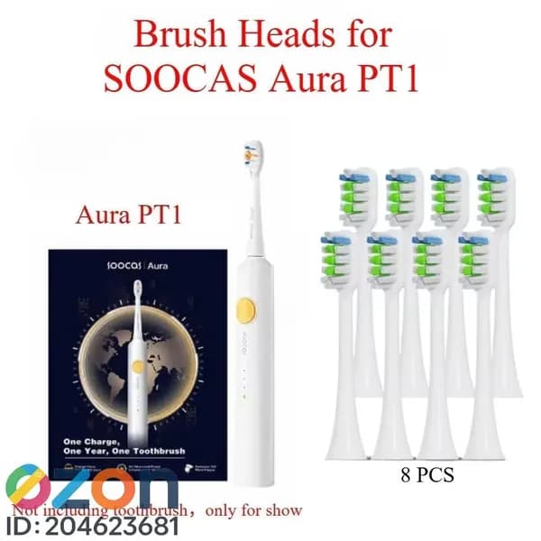 Сменные щеточные головки для электрической зубной щетки SOOCAS Aura PT1, щетины Dupont, герметично упакованные