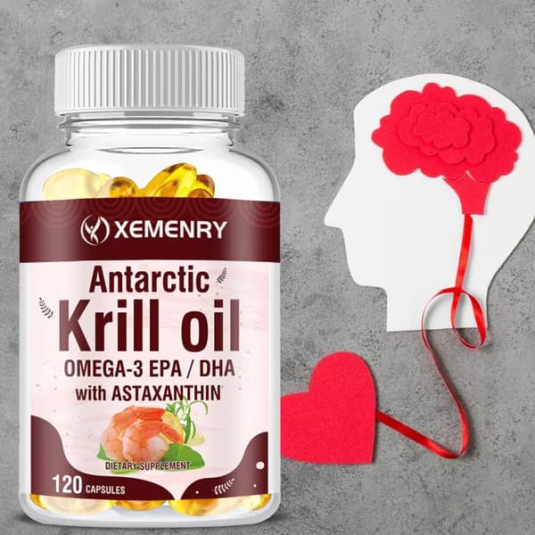 Биологически активная добавка Xemenry Antarctic Krill Oil предназначена для поддержания здоровья сердца, мозга, суставов и кожи, а астаксантин помогает бороться со свободными радикалами.