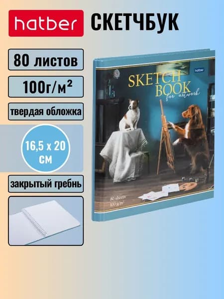 SketchBook Hatber Premium 80л А5ф 165х200мм 100г/кв.м без линовки с твердой обложкой на закрытом гребне -Я художник-