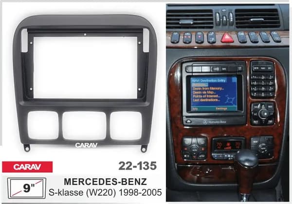 Переходная рамка для андроид магнитолы 9 дюймов для MERCEDES-BENZ S-class (W220) 1998-2005