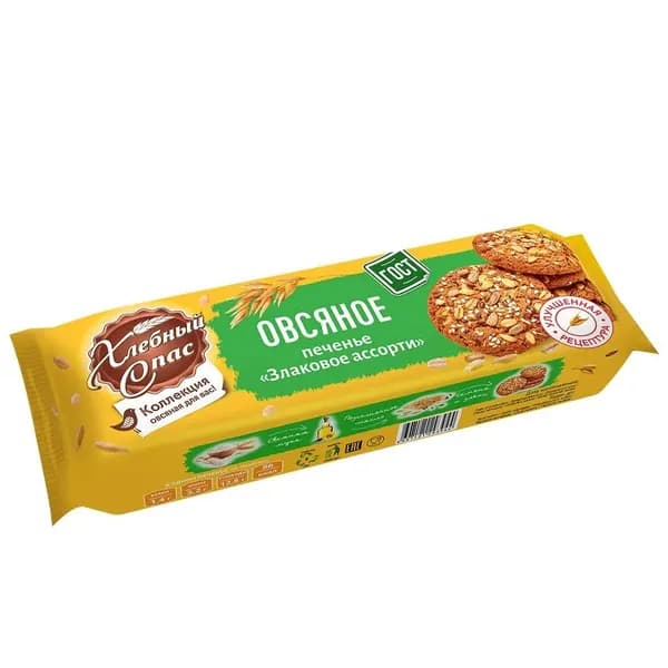 Печенье овсяное Злаковое ассорти ГОСТ, 250 г Хлебный спас