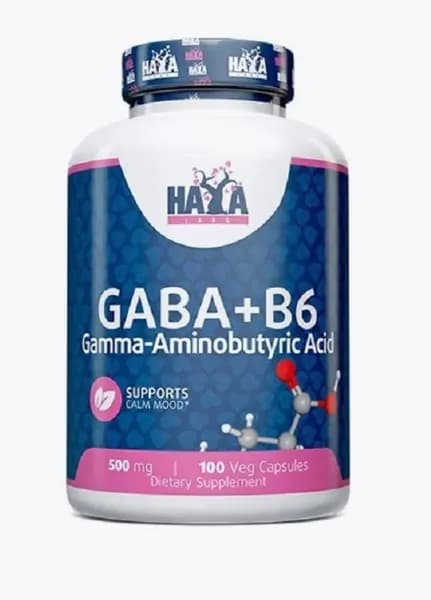 Haya Labs GABA + B6. Способствует росту мышц 500mg.