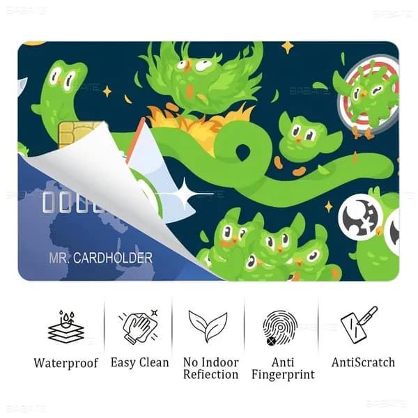 Duolingo Дуолинго Наклейка для банковской карты