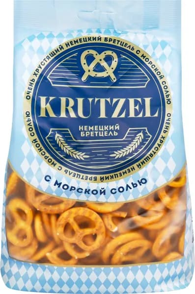 Крендельки KRUTZEL Бретцель с морской солью, 250г