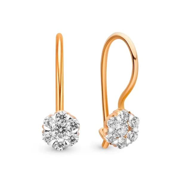 Серьги детские с фианитами из красного золота 585 пробы 585GOLD
