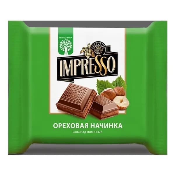 Шоколад Impresso молочный с ореховой начинкой 75 г