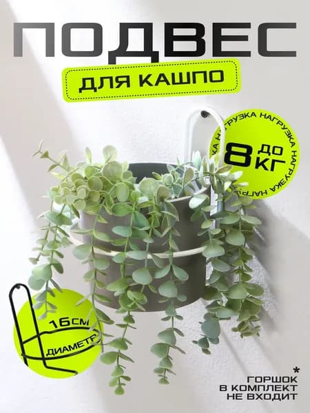 Подвес для кашпо, настенный, d - 16 см, белый, "Одиночка"