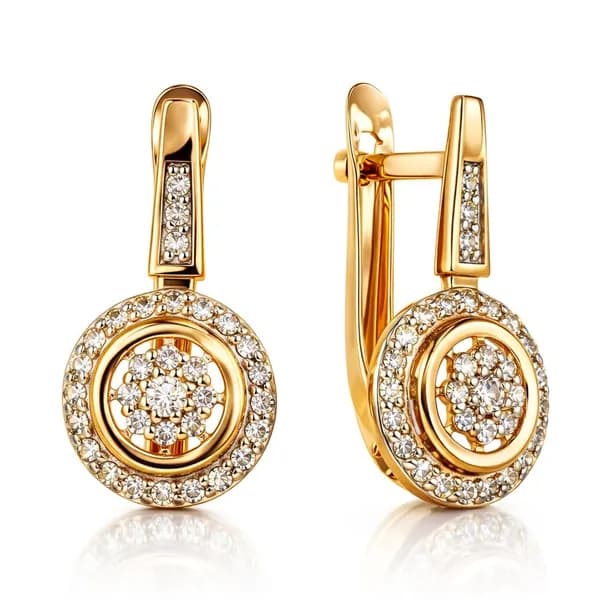 Серьги женские с бриллиантами из красного золота 585 пробы 585GOLD