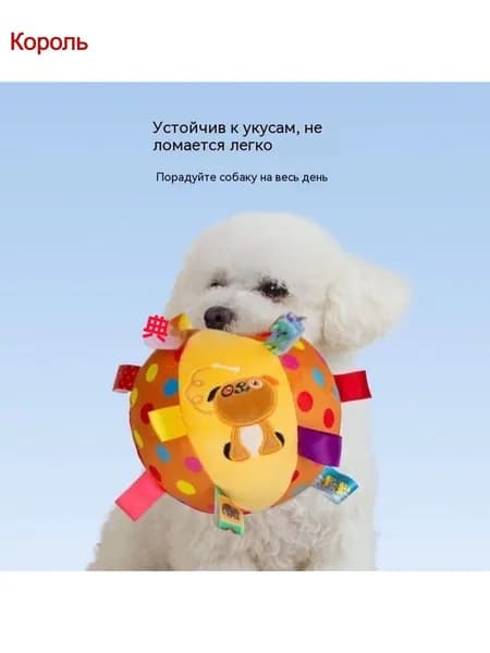 Игрушечный разноцветный мячик для собаки