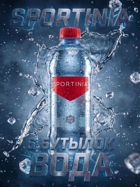Вода питьевая негазированная Sportinia О2 Energy, 0,5л 6 бут.