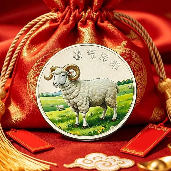 Серебряная Памятная Монета Овца С Благословением, Для Дома И Офиса