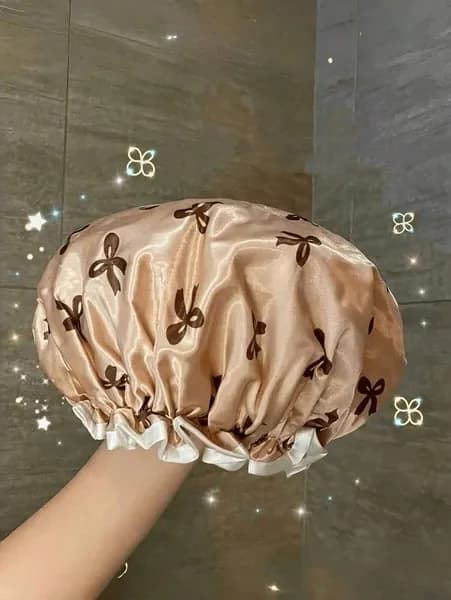 Шапочка для душа многоразовая ,двухслойная, женская, водонепроницаемая для душа, бани, сауны.