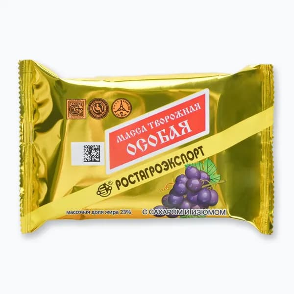 Масса творожная Особая с Изюмом 23% 180 г, Ростагроэкспорт