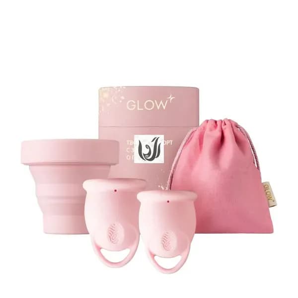 Менструальные чаши GLOW Premium, 2 шт. (М 25 мл и L 30 мл), медицинский силикон, для активного образа жизни