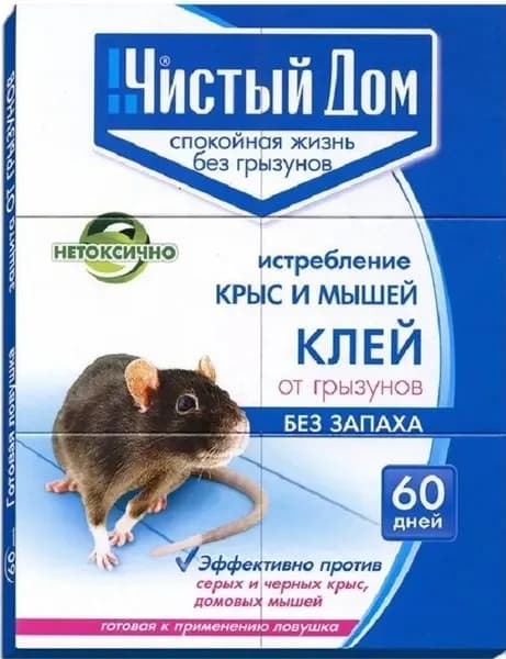 Чистый дом готовая ловушка от грызунов 40г клея