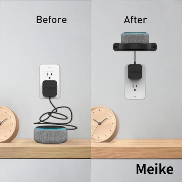 Крепление для Amazon Echo Dot и Echo Spot на стену с системой управления кабелями, чёрное