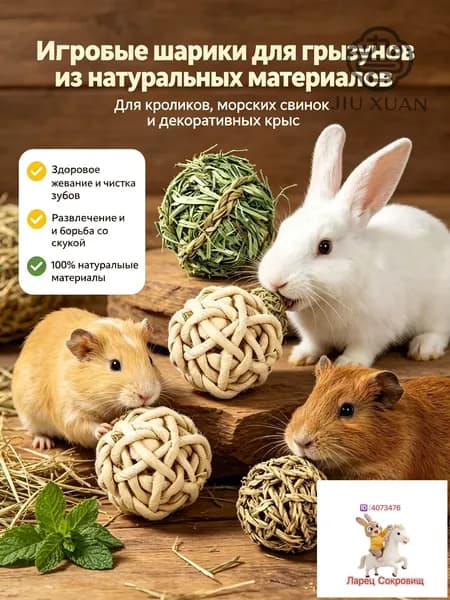 Игрушка для декоративного кролика / морской свинки, 3 шт.