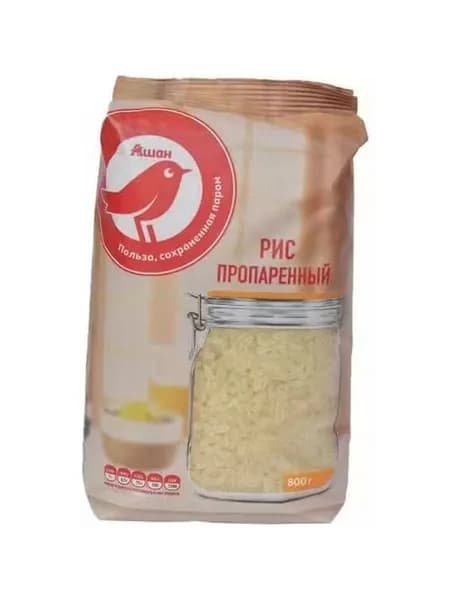 Рис АШАН Красная птица Пропаренный 800 г