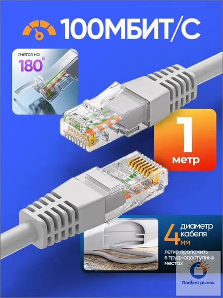 WILD ALL Кабель для интернет-соединения RJ-45/RJ-45, 1 м, белый